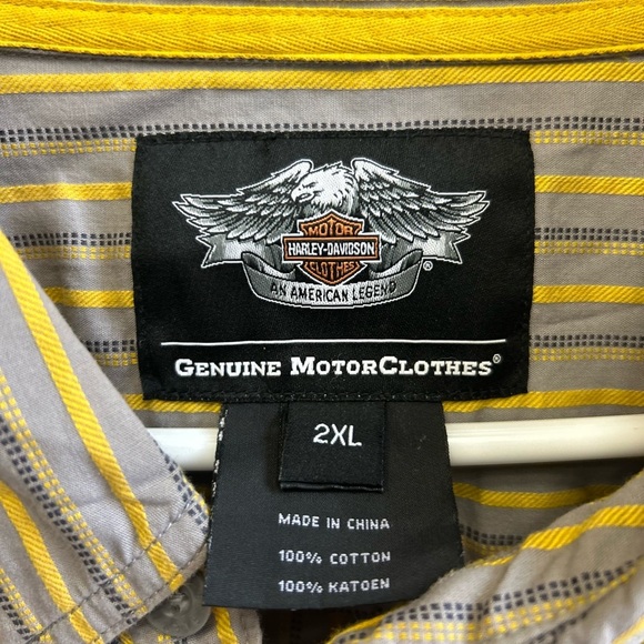 Harley Davidson y2k style embroidered striped casual button down 2XL. Bikercore - Picture 5 of 8